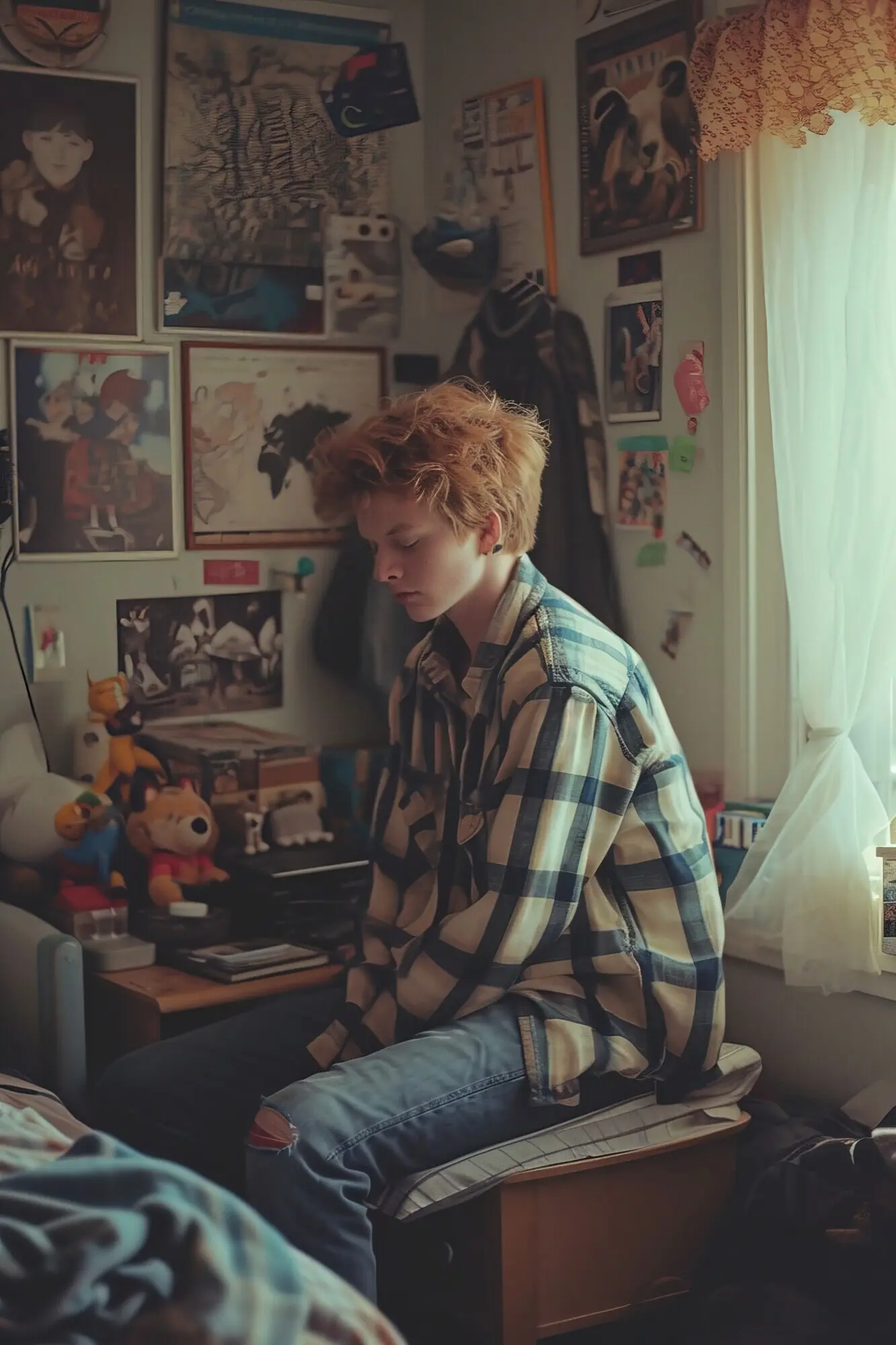 Ein Teenager im Schlafzimmer.